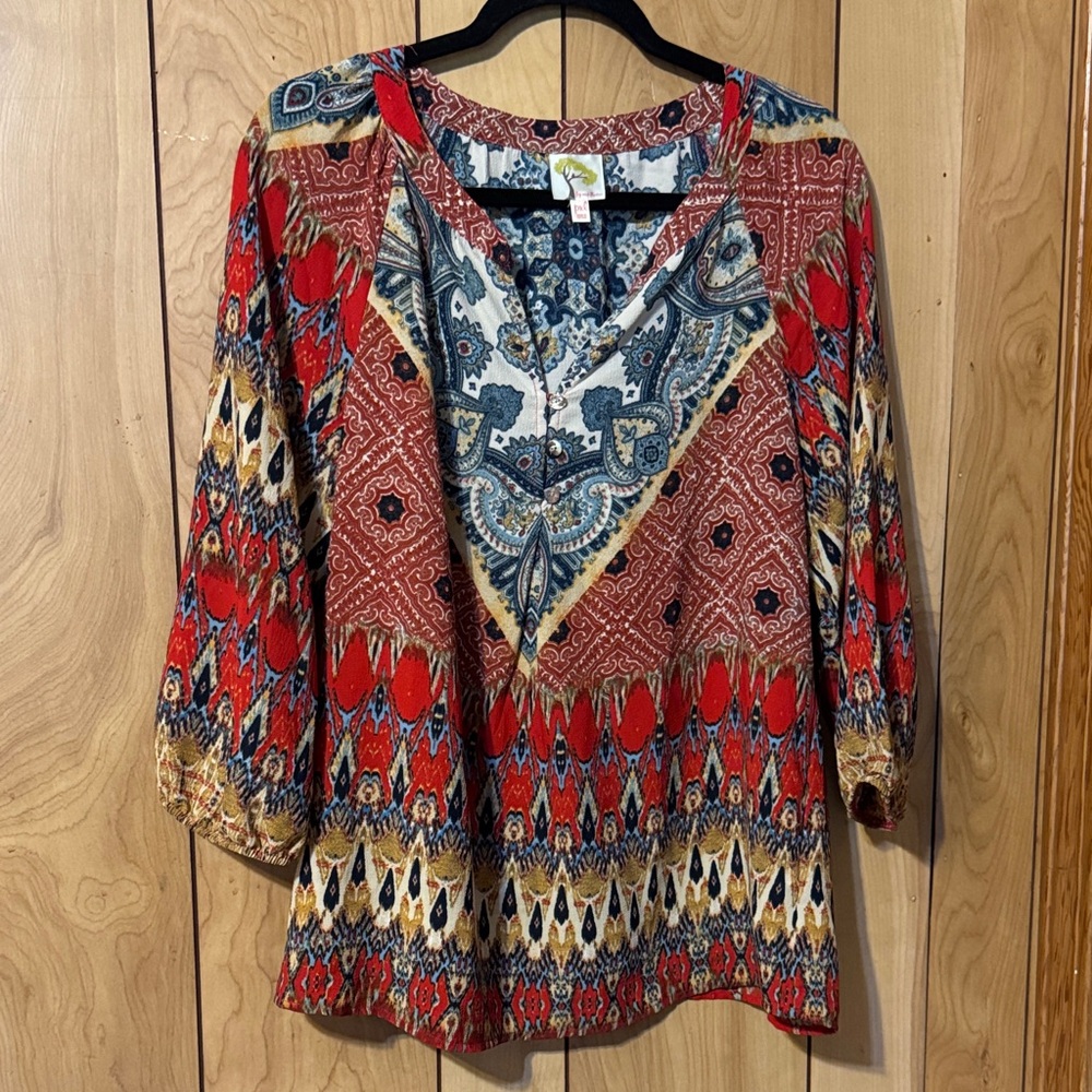 Fig and Flower Multicolor Bohemian Blouse